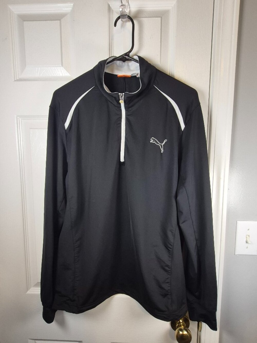 PUMA Golf Jacket CoolCell 1/4 Zip Pullover Long Sleeve Mock Neck Mens M Black